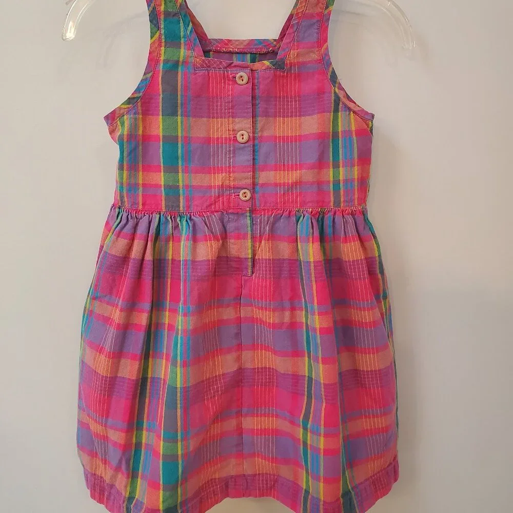 Hannah Andersson Girls Woven Plaid Cotton Sun Dress